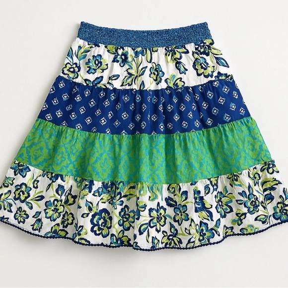 🧒Ralph Lauren Girls 12 Striped Top Floral Tiered Skirt Set 100% Cotton Must-Have - Picture 2 of 12